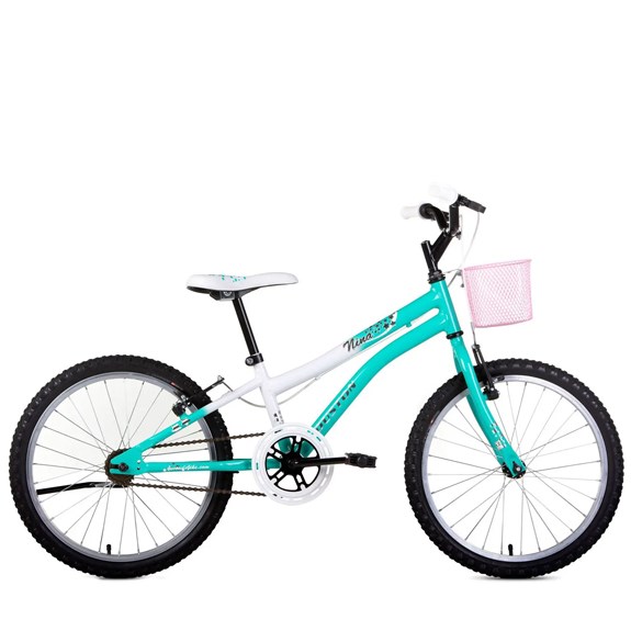 Bicicleta Houston Nina Aro-20 Verde Agua/Branca Com Cesta Verde Agua/Branca