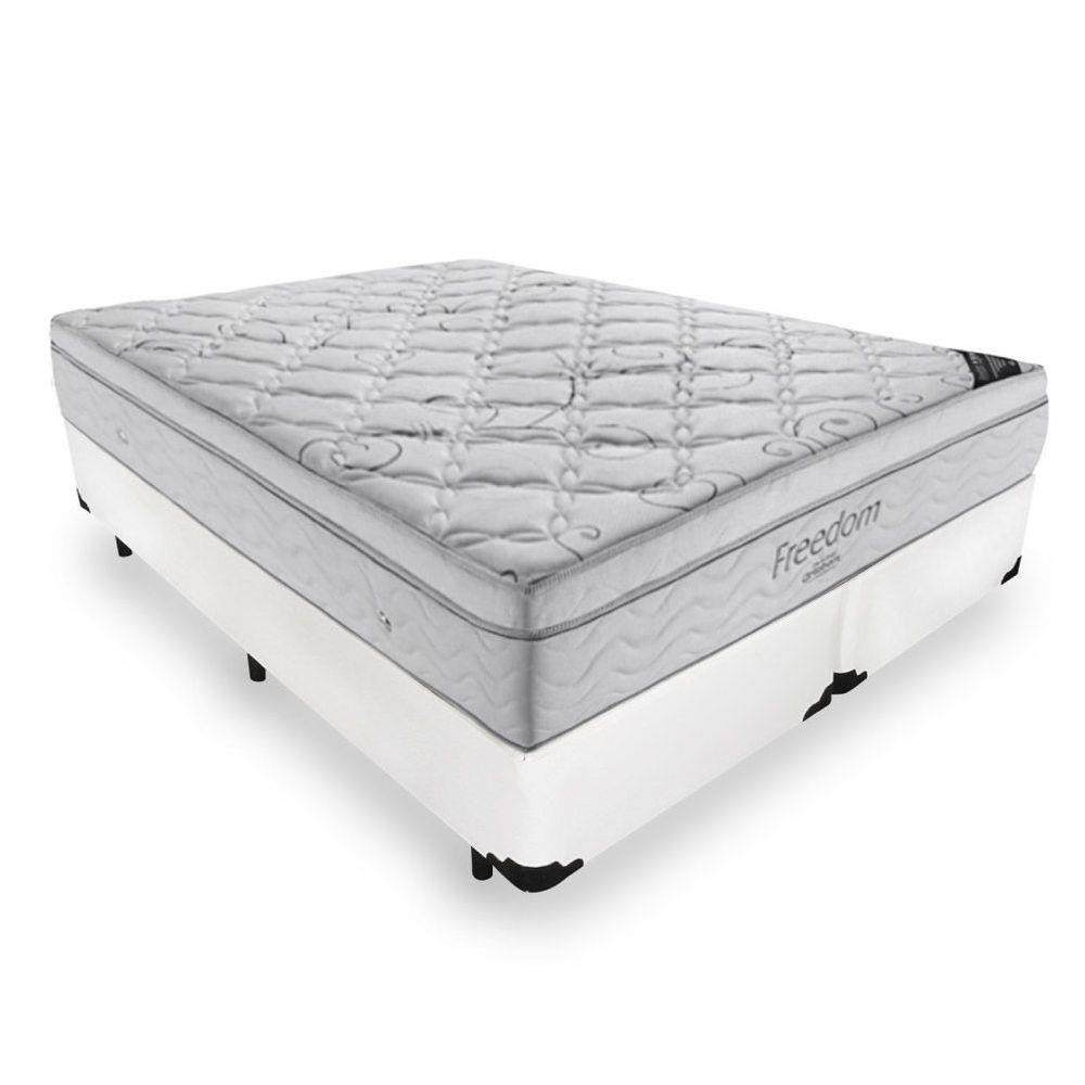 Cama Box Queen + Colchão De Molas Ensacadas - Ortobom - Freedom  (0,72x1,58x1,98) - Casa e Companhia