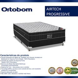 Cama Box Quenn + Colchão de Molas Ensacadas - Ortobom Airtech Progressive (0,61x1,58x1,98)