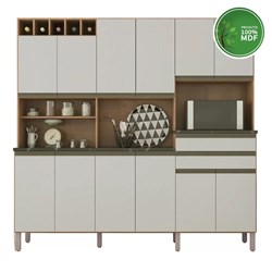Cozinha Compacta 12 portas 2 Gavetas Malbec Móveis Ronipa - Castanho/Champanhe