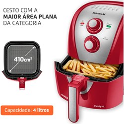 Fritadeira Elétrica Mondial Sem Óleo Air Fryer Family AFN-40-RI 4 L, 220V – Vermelha/Inox 
