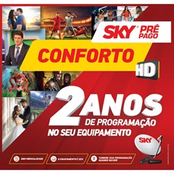 Kit de Antena Parabólica Sky 60 cm + Receptor Digital Sky Pré-Pago Conforto HD