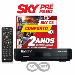 Kit de Antena Parabólica Sky 60 cm + Receptor Digital Sky Pré-Pago Conforto HD