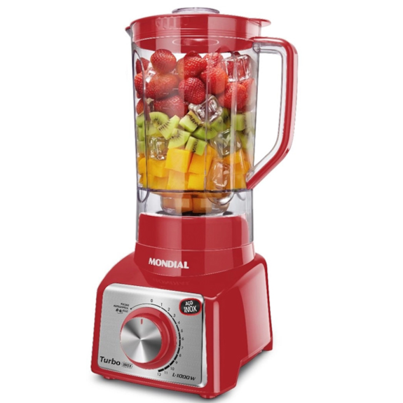 Liquidificador Mondial L1000 RI Com Filtro, 12 velocidades 1000W - Vermelho/Inox 