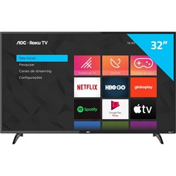 Smart TV AOC Roku TV LED 32" 32S5195/78 com Wi-fi, Milhares de Apps, App Roku Mobile, Miracast, Entradas HDMI e USB